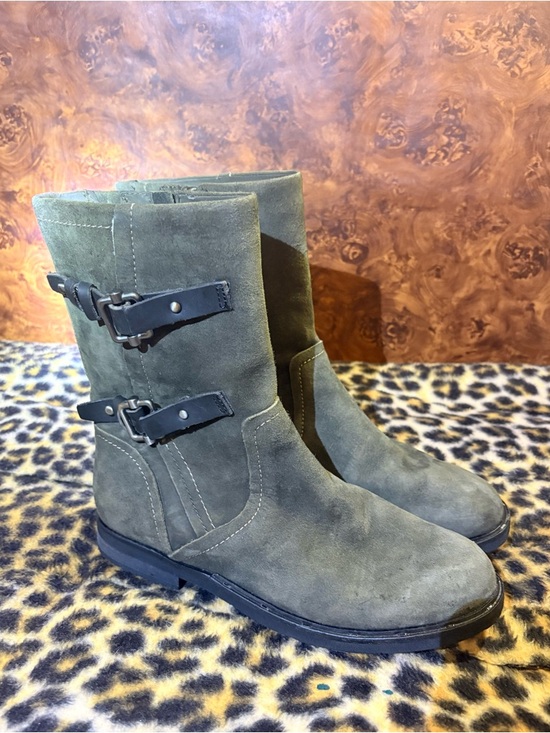 OTBT Shoes - OTBT Olive Green Suede Zip Up with Buckles Mid-calf Size 6 M (Moto Boot)